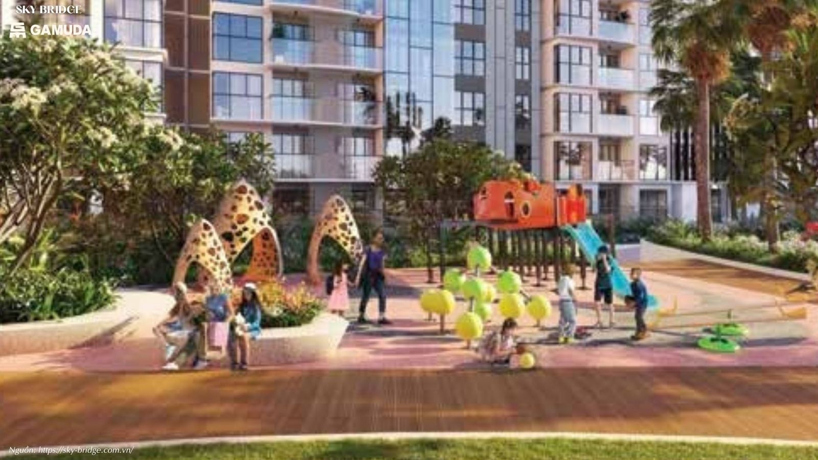 Khu vui chơi trẻ em ngoài trời dự án căn hộ chung cư SkyBridge By Gamuda Land