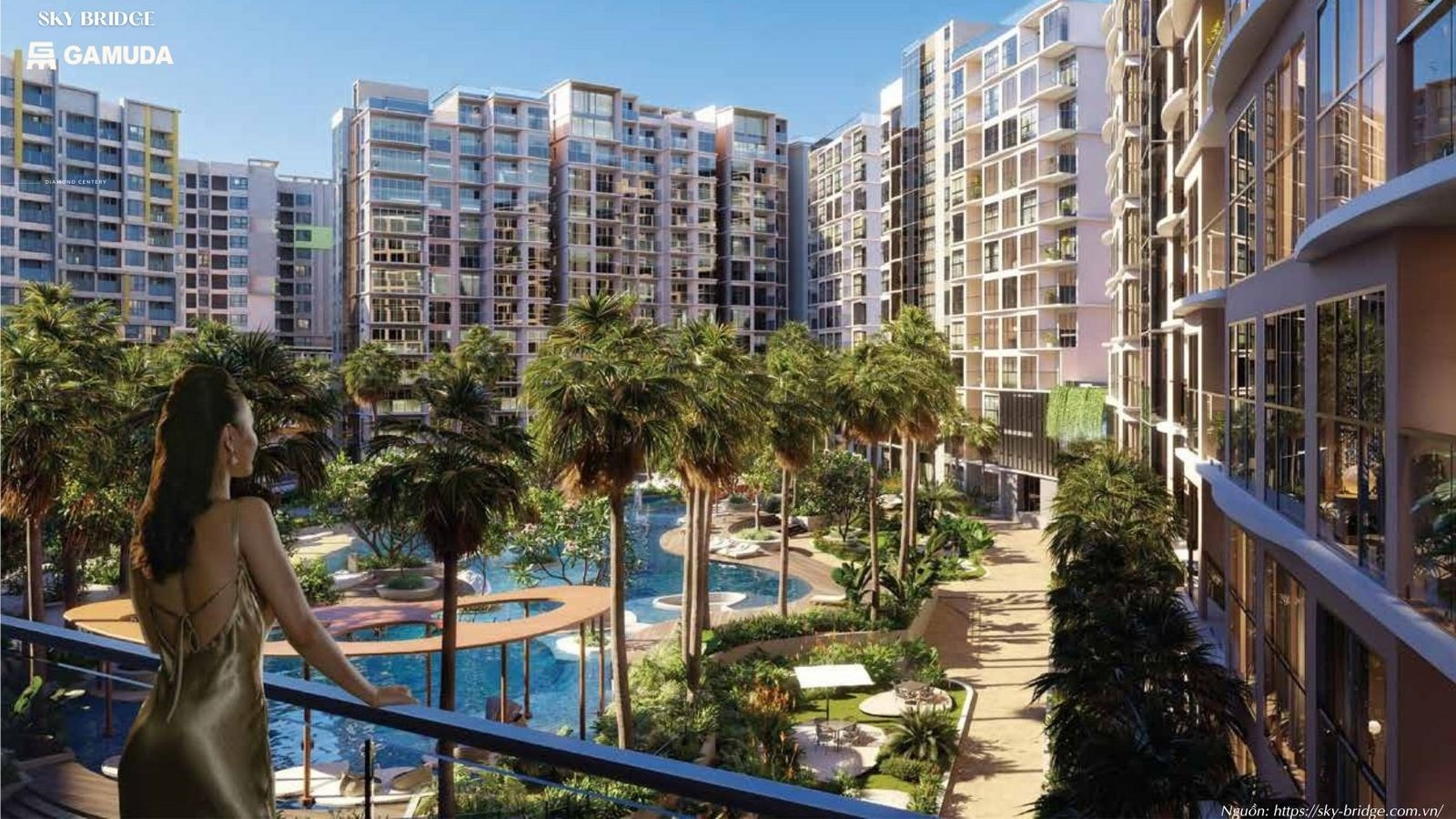 Phối cảnh tổng thể ban ngày dự án căn hộ chung cư SkyBridge By Gamuda Land