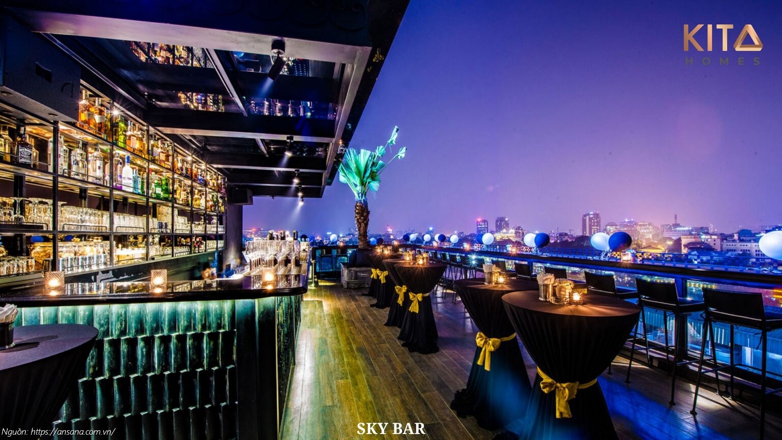 Sky Bar tầng thượng sang trọng ngắm toàn cảnh thành phố tại Ansana by Kita