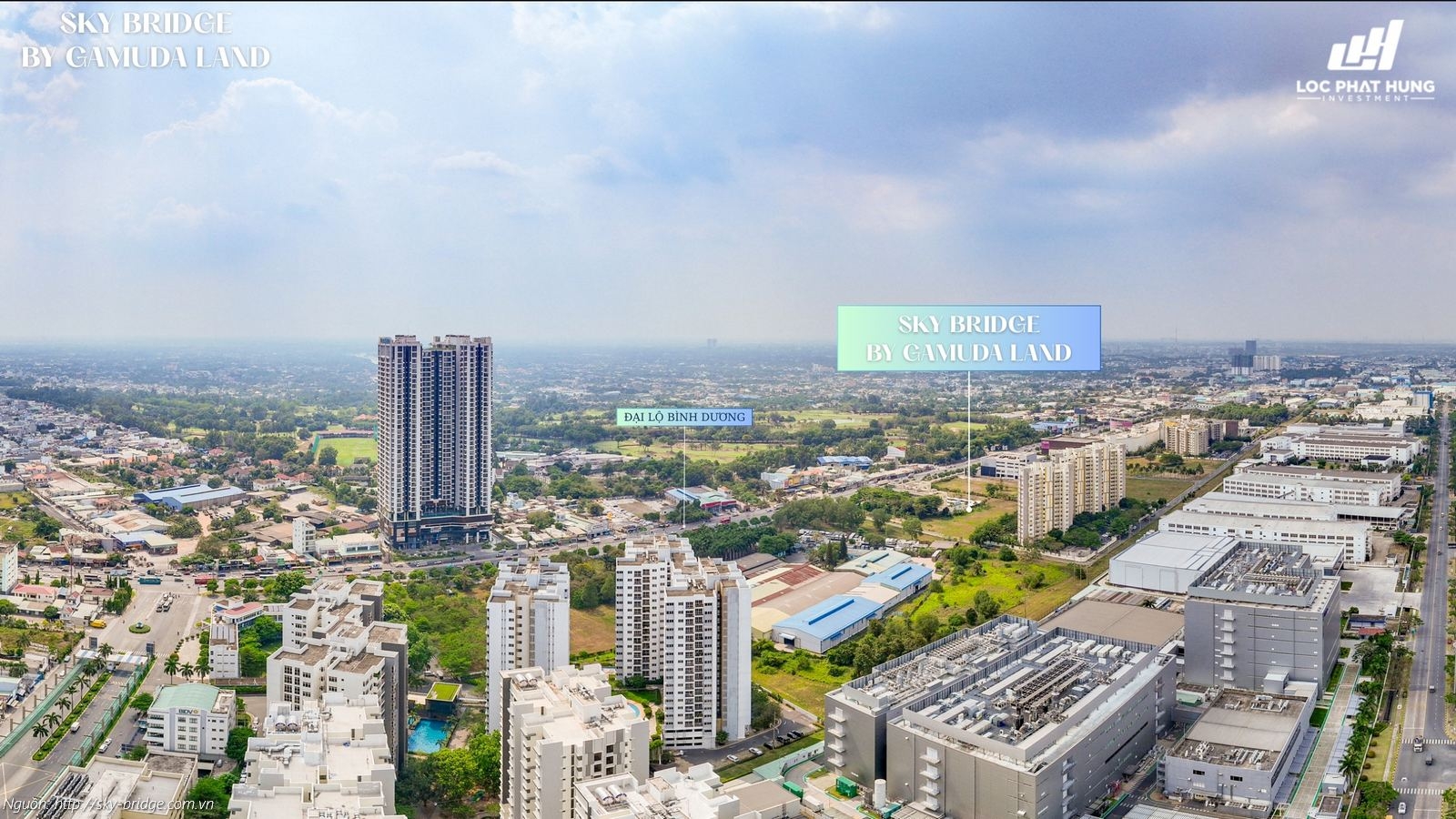 Vị trí dự án căn hộ Sky Bridge Mặt tiền Quốc Lộ 13, Thuận An, TPHCM liền kề Aeon Mall